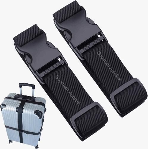 Heavy Duty with Quick-Release Buckle Suitcase Safe Belt with Name Card, Adjustable Buckle for Traveling Bags, Bike